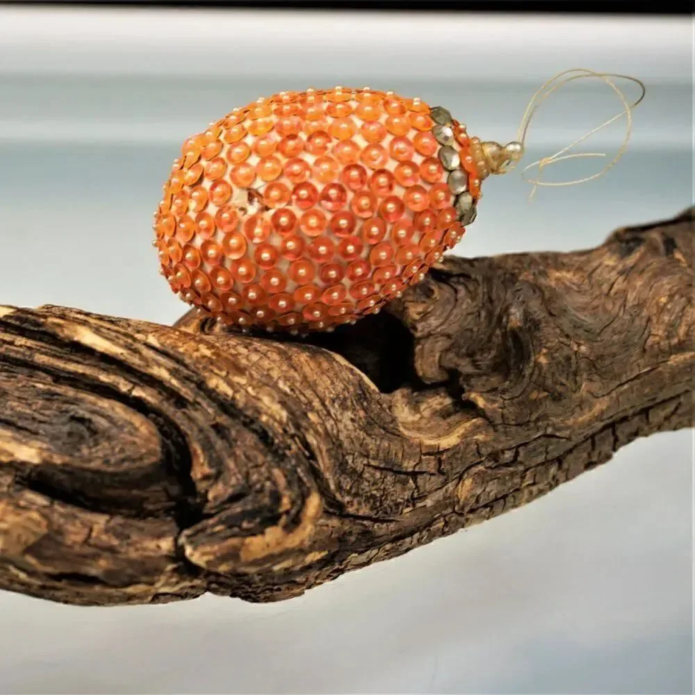 Christmas Ornament Sequined Jeweled Egg Vintage Tree Decoration